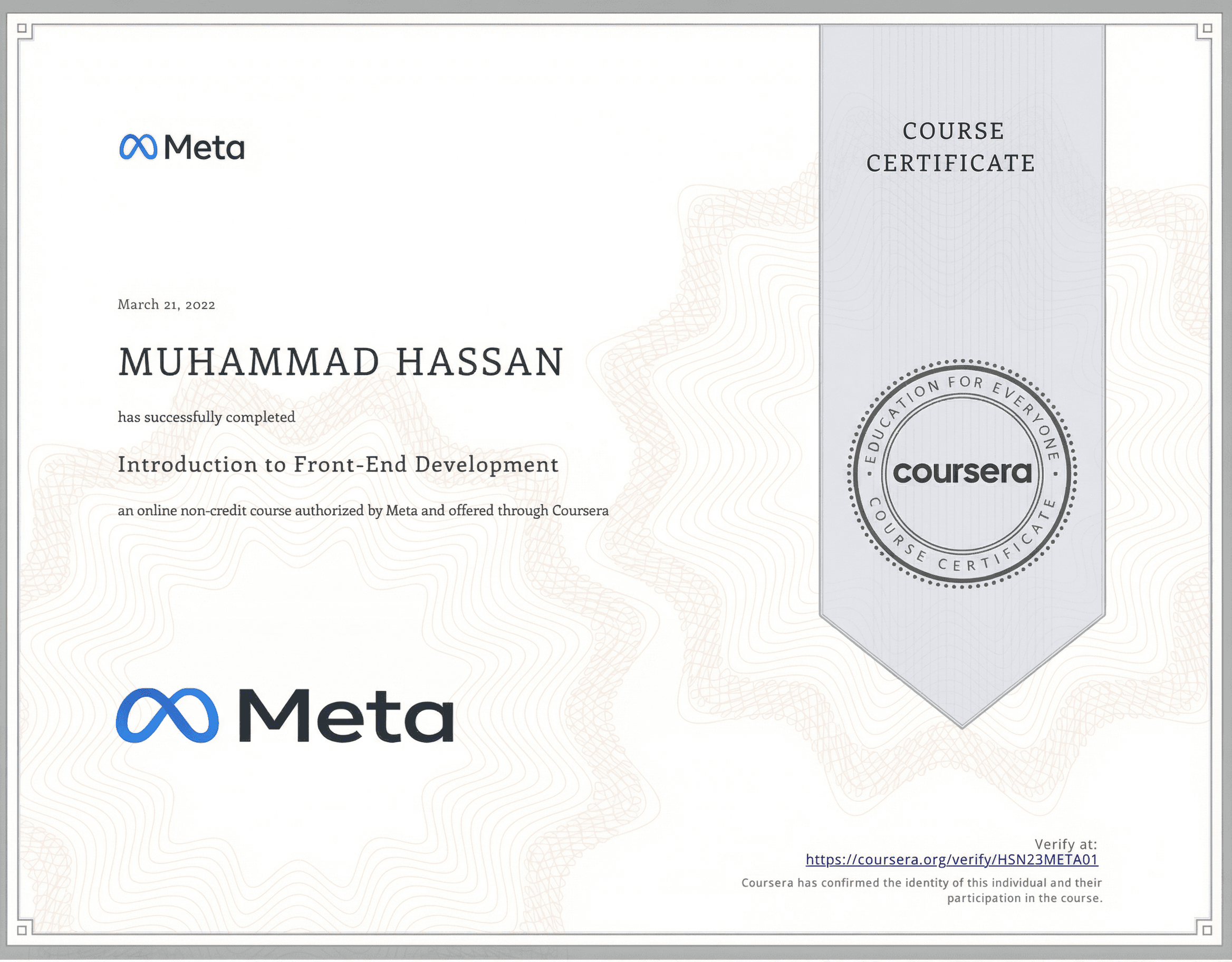 Meta Full Stack Developer Professional Certificate